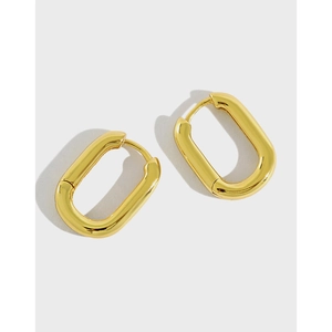 Orecchini A Cerchio Rettangolari Geometrici In Argento Sterling 925 Minimalista Ovale Vintage Placcato Oro 18K Per Donne