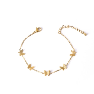 Exquisite gold butterfly chain bracelet with matte finish charms and adjustable clasp