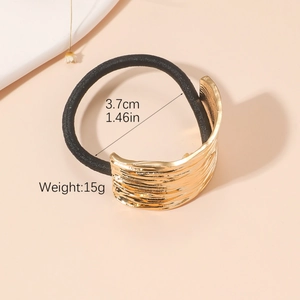 Minimalist metallic gold scrunchie with elastic hair band, 3.7cm diameter, 15g weight