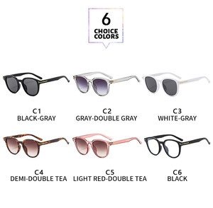 Detailed grid view showcasing six color options of square retro fashion sunglasses