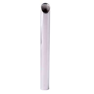 Professional polished stainless steel piercing tool with angled tip on white background