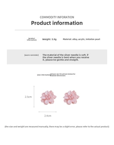 Vue détaillée des boucles d'oreilles fleurs roses en acrylique et perles de 5,9g
