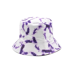 Chapeau bob réversible tie-dye violet et blanc en toile de coton tendance
