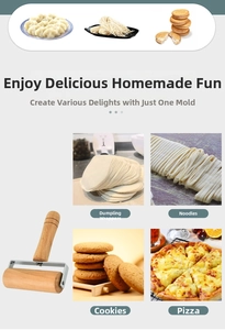 Dual-head beech wood rolling pin for pizza, dumplings, and noodles baking tool