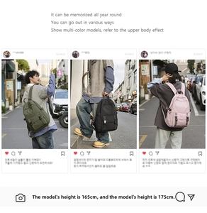 Mochila de negocios impermeable en verde, negro y rosa mostrada en modelos