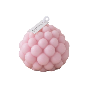 Pink bubble cube scented candle with minimalist tag for modern home decor accent