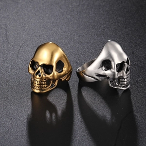 Skull Head Ring Stainless Steel Gothic Punk Rock Style Polished Matte Finish For Men Retro Hip Hop Jewelry