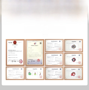 Comprehensive display of official company qualification certificates for Christmas wreaths.