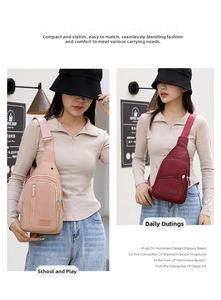 Detailed comparison of pink and dark red crossbody bags with adjustable fabric straps
