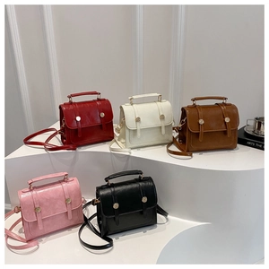 Multiple color options of structured PU leather crossbody bags with metal buckles