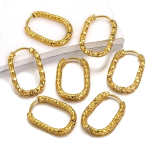 Polished gold stainless steel earring hooks with textured pattern for jewelry making