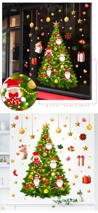 Detailed view of Merry Christmas wall stickers featuring festive tree and Santa motifs