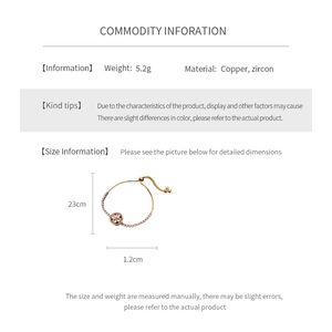 Detailed size specifications of the adjustable clover bracelet with 1.2cm zircon pendant