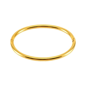 Minimalist gold oval titanium steel bangle with polished finish and sleek modern design