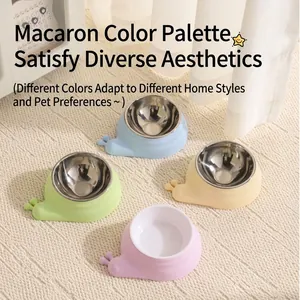 Snail Shaped Pet Bowl Non Slip Neck Protection Plastic Detachable Cat Small Dog Food Water Basin Feeding Dish Novelty
