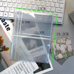 Transparent PVC binder sleeve showing precise dimensions 19.2x15cm for jewelry storage