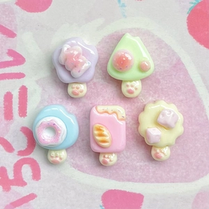 5Pcs mini colorful resin popsicle charms for DIY phone case and hair accessories craft
