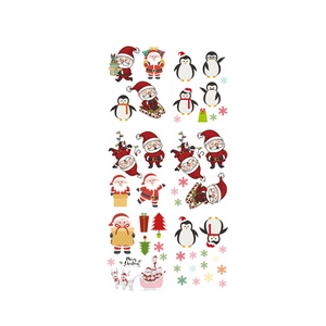 Cartoon Christmas wall stickers set with Santa, reindeer and snowflakes for festive decor