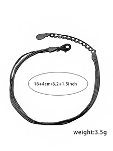 Detailed view of black multi-strand bracelet showing 16+4cm size and lobster clasp