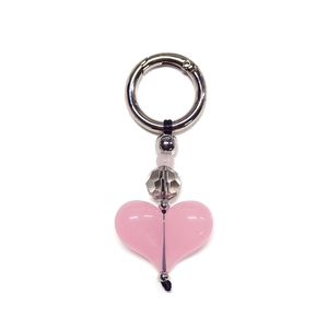 Chic pink acrylic heart beaded keychain with smiley face and woven strap for school bags