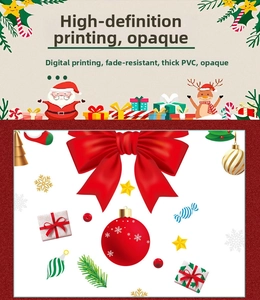 Detailed view of thick PVC Christmas window decals with reindeer and Santa prints