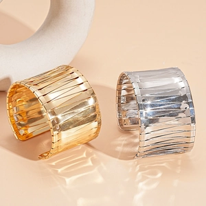 Wide Cuff Bracelet Irregular Textured Metal Geometric Open Adjustable Statement Bangle For Women