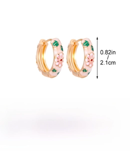 Detailed size and weight specifications for gold enamel flower hoop earrings