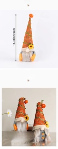 Harvest festival gnome plush with pumpkin and sunflower decorations for home window display