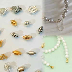Assorted magnetic heart and flower jewelry clasps for DIY pearl necklaces and bracelets
