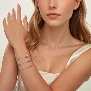Three S925 sterling silver bracelets set featuring cute dachshund, dog and cat animal charms