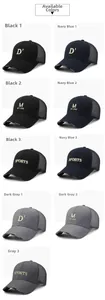 Detailed grid showing breathable mesh baseball caps with various embroidery styles