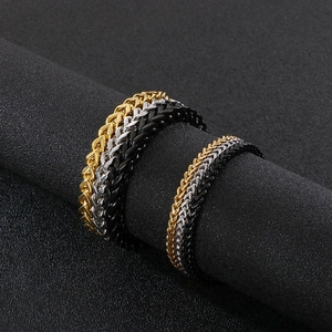 Men's stainless steel dragon bone chain bracelets in gold, silver, and black finishes