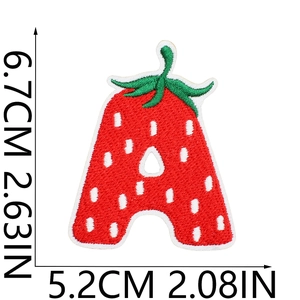 Detailed measurement of cute strawberry embroidered letter A patch for bags and bags
