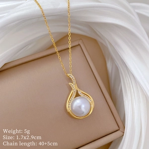 Detailed size chart for gold fishtail pearl necklace with weight and chain length info