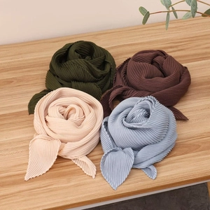 Foulard Carré Plissé Pour Femmes Texture Gauffrée Couleur Unie Respirant Châle En Polyester Protection Solaire Élégant