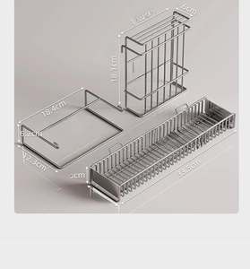 Detailed dimensions of stainless steel knife holder, cutting board rack and basket