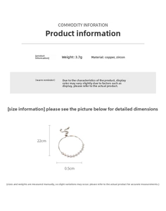 Size chart for clover bracelet showing 22cm length and 3.7g weight specifications