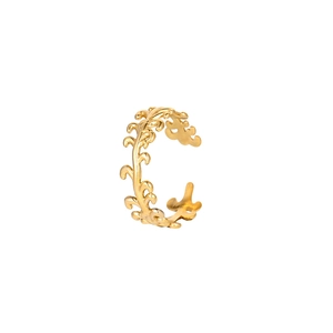 Elegant gold vine leaf open ring made of durable titanium steel with a polished finish