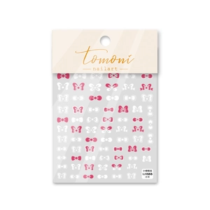 3D embossed nail art stickers featuring cute pink and white bow designs for manicure