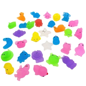 Cute luminous mochi squishy toy set in various colorful cartoon animal shapes