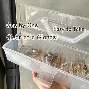 Portable transparent jewelry storage box with handle and anti-oxidation sealing bags
