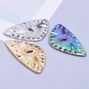 DIY stainless steel eye-pattern jewelry connectors in gold, silver and rainbow plating