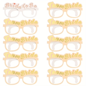 10-piece paper party glasses set including 1 Bride To Be and 9 Team Bride designs for weddings