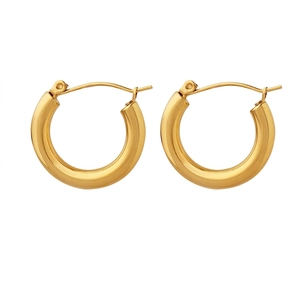 Chunky Hoop Earrings For Women Gold Plated Stainless Steel Minimalist Geometric High Polish Latch Back Jewelry