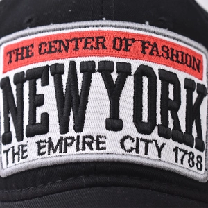Cotton baseball cap with New York 3D embroidery detail and contrast patch