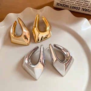 Boucles D'oreilles Statement Géométriques En Forme De U Avec Tige En Argent Sterling 925 Tons Or Argent Poli