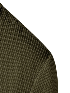 Macro shot of dark olive green waffle knit fabric showing breathable honeycomb texture
