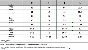 Detailed size chart for the sleeveless crepe mini dress in centimeters (XS-L)