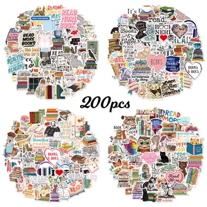 Book Lover Reading Stickers Waterproof Vinyl Decals For Laptop Water Bottle Kindle Tablet Decoration Cute Cartoon Stickers