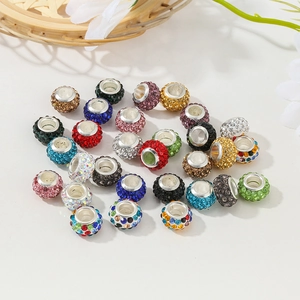 Sparkling crystal clay beads with rhinestones for DIY charm bracelets decoration